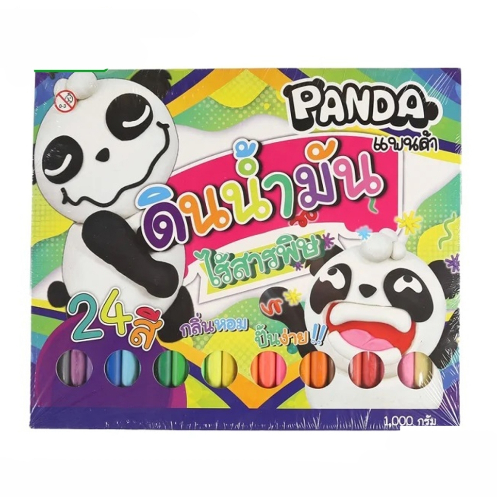 ดินน้ำมันไร้สารพิษ NARA PANDA  แพนด้า แท่งกลม 1000 กรัม 24สี กลิ่นหอม ปั้นง่าย
