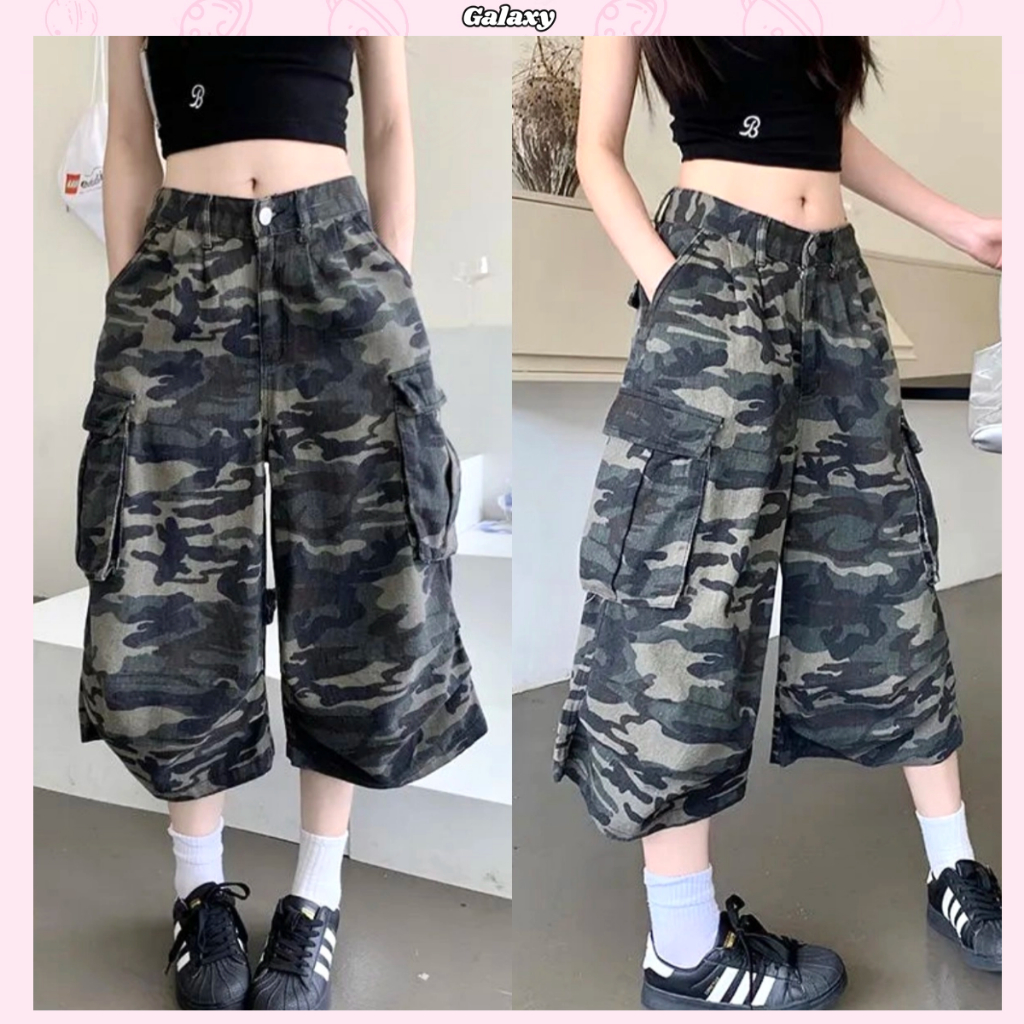 กางเกงลำลอง กางเกงขากว้าง 7ส่วน ผ้ายีนส์ สไตล์วินเทจ ใส่เท่ๆ ผ้าใส่สบาย งานกระเเส #010163