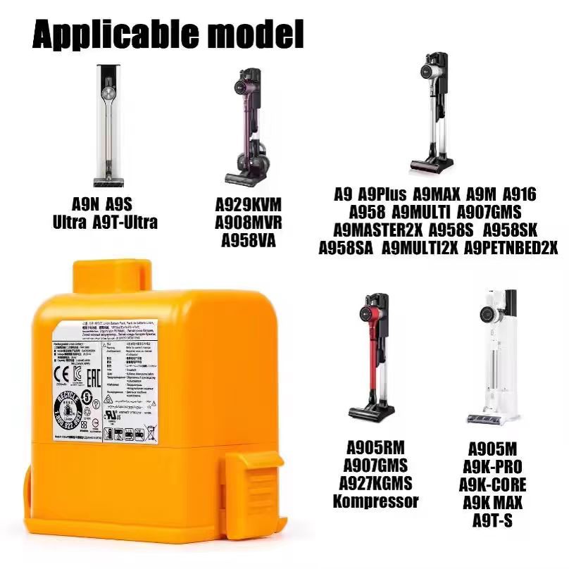 LG a9แบตเตอรี่ OrangeYu 3500mAh Vacuum Cleaner battery EAC63758601 for LG Cord Zero A9,Cord Zero A9 