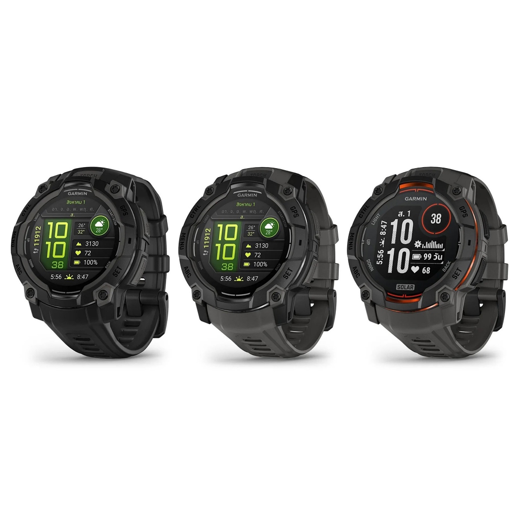 GARMIN INSTINCT 3 SOLAR/AMOLED/INSTINCT E,BLACK WITH CHARCOAL BAND,BLACK WITH BLACK BAND,SOLAR BLACK