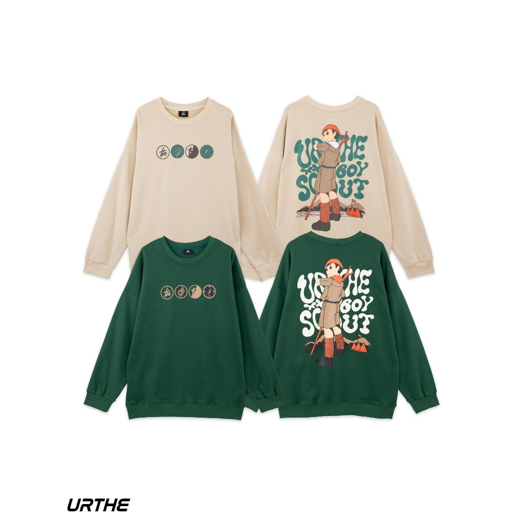 URTHE - เสื้อสเวตเตอร์ แขนยาว สกรีนลาย รุ่น BOY SCOUT SWEATER