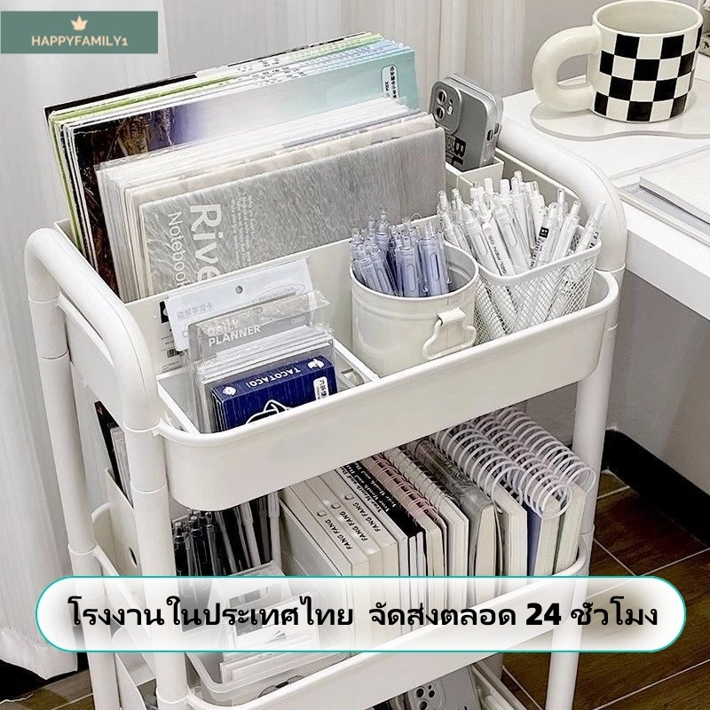 รถเข็นขนาดเล็ก 6 ล้อ สำหรับหอพัก-ห้องครัว ชั้นเก็บของ 4 ระดับ กันน้ำ 100% เก็บของว่าง-เครื่องสำอางค์ เคลื่อนย้ายง่าย