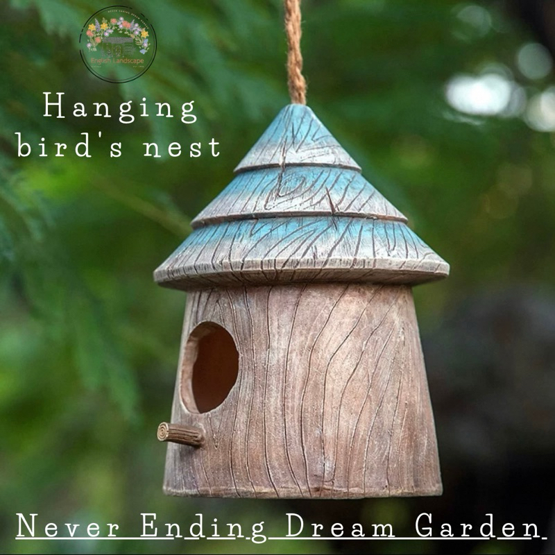 Birdhouse in the garden บ้านนกในสวน กันแดดกันฝน ทำจากวัสดุธรรมชาติ