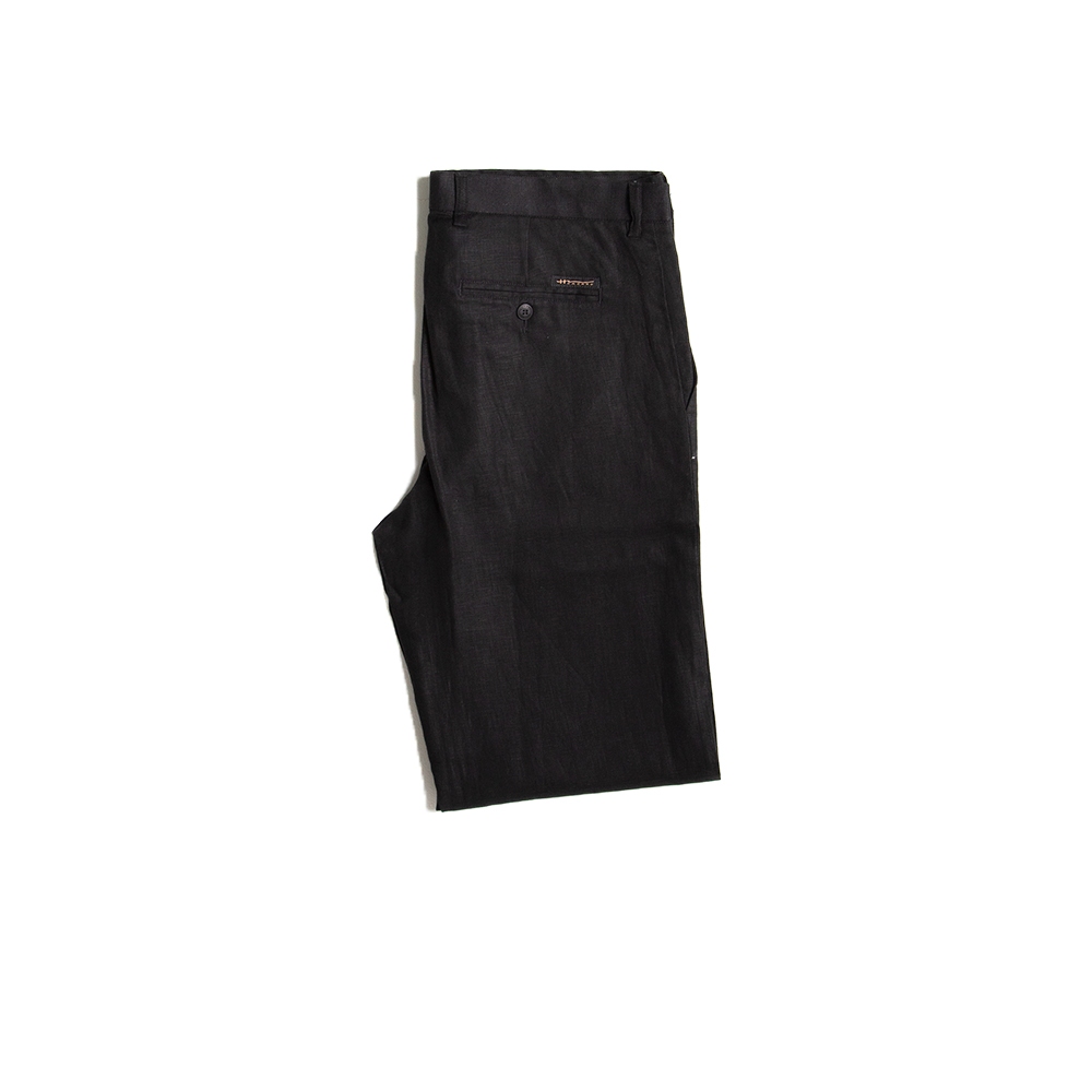 Hazard กางเกงทำงานขายาวไม่มีจีบ ผ้า Linen(ลินิน) สีดำ