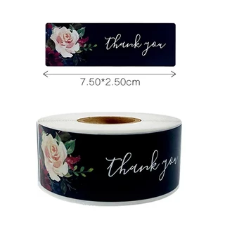 สติ๊กเกอร์ ขอบคุณ ติดกล่อง ขนม ติดแก้ว ตกแต่ง สี่เหลี่ยมผืนผ้า sticker thankyou