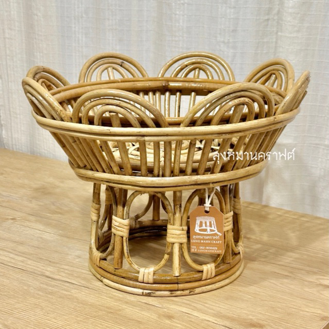 [พร้อมส่ง] ถาดหวาย ถาดหวายดอกบัว พานหวาย พาน ตะกร้าหวาย กระถางหวาย ขาตั้งหวาย