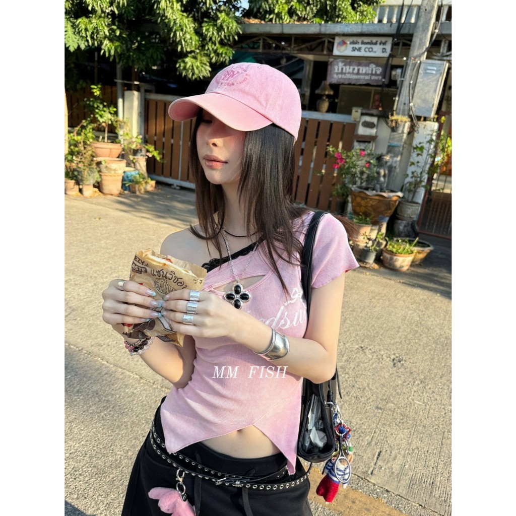 เสื้อปาดไหล่ลูกไม้สุดชิค TAG MM FISH🇰🇷