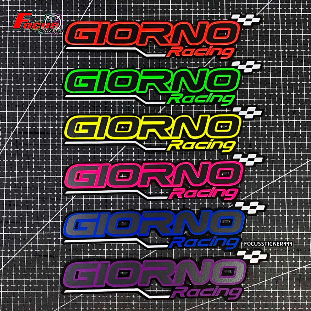 (สั่ง1=ได้1คู่) สติกเกอร์โลโก้ GIORNO-Racing [V.4] งานตัวนูน สีเรืองแสงสะท้อนแสง สั่งทำสีอื่น ๆ ได้