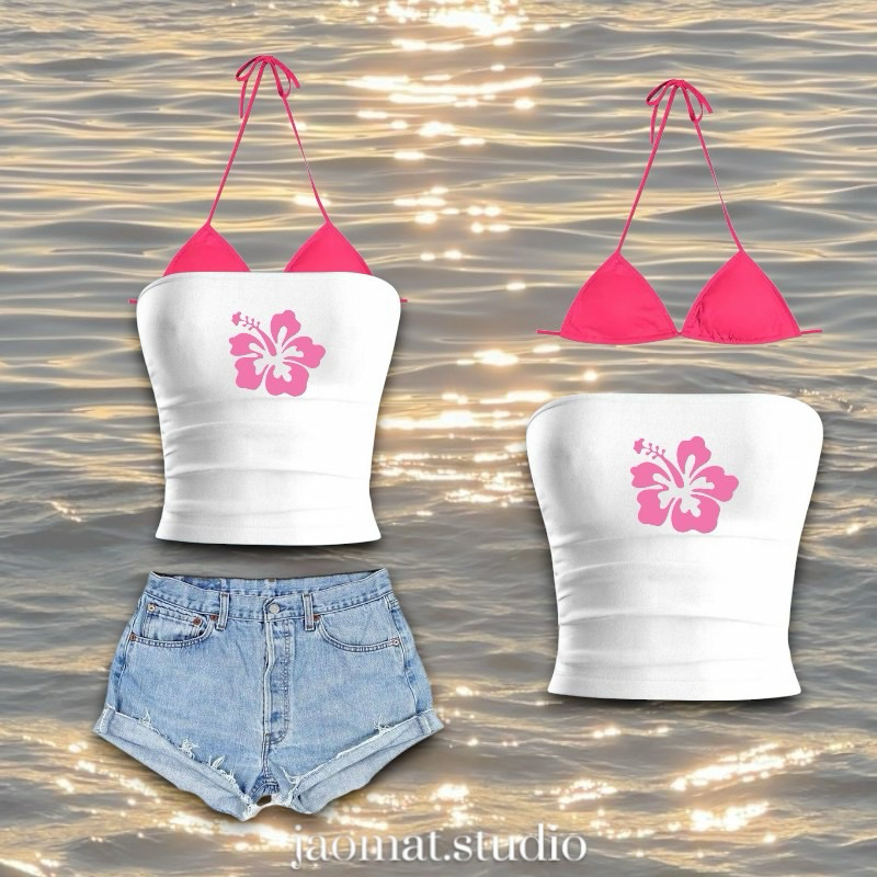 Jaomat 🪸setเกาะอก+บราบนมีฟองน้ำ🌸👙 เซตเกาะอกวันสงกรานต์ เซตเกาะอกใส่ไปทะเล Summer girls สุดๆ