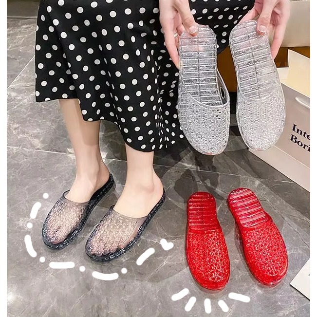 SHO-JELL 🌸 รองเท้าแตะสวม รองเท้าแตะปิดหัว ใส่ในบ้าน ใส่ในห้องน้ำ กันลื่น รองเท้ายาง