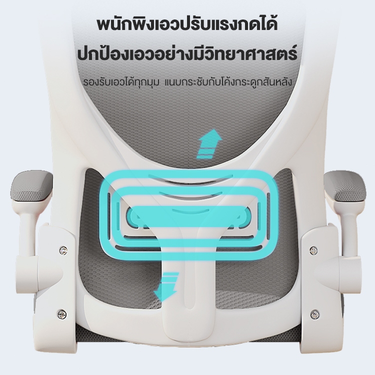 MansField เก้าอี้คอมพิวเตอร์ เก้าอี้สำนักงาน ตาข่ายระบายอากาศ เบาะยาง ที่วางแขนพลิกได้  พนักพิงปรับเอียงได้มุมกว้าง - รูปที่ 4