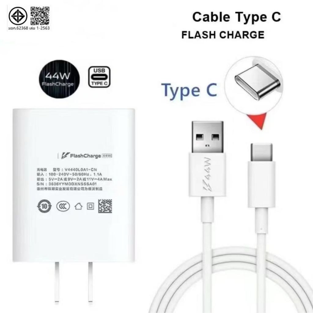ชุดชาร์จ 44W TYPE-C ชาร์จเร็ว Fast charge สำหรับ  VIVO V25 V23E V23 V21 V20.....