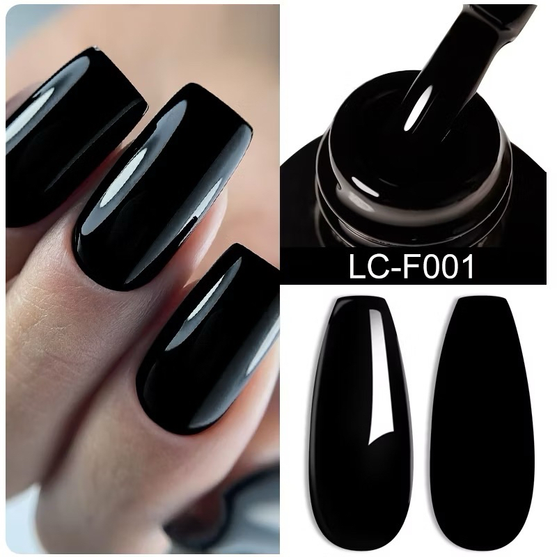 สีทาเล็บเจล สีดำ แบรนด์ Lily cute เนื้อสีดี เม็ดสีแน่น ทาง่าย พร้อมส่งในไทย