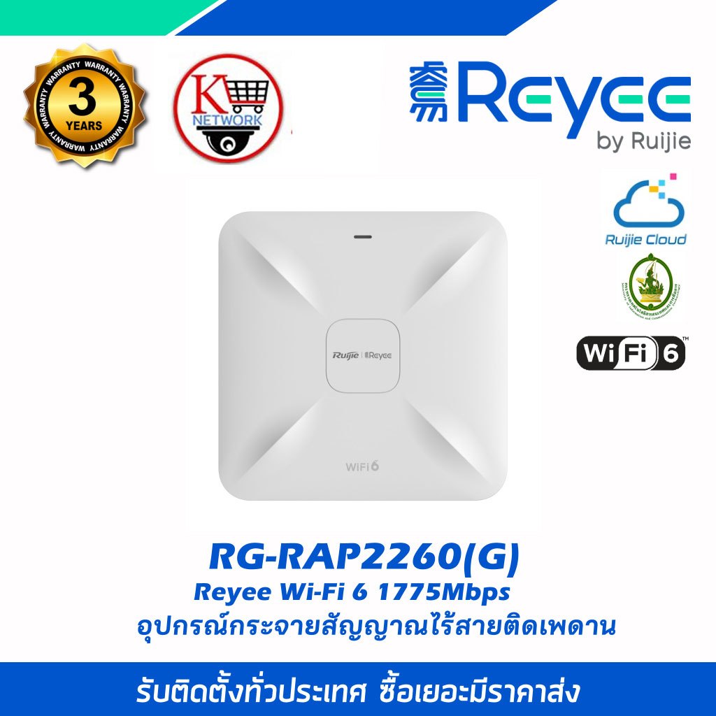 RG-RAP2260(G) Reyee Wi-Fi 6 1775Mbps อุปกรณ์กระจายสัญญาณไร้สายติดเพดาน รุ่น RG-RAP2260(G)