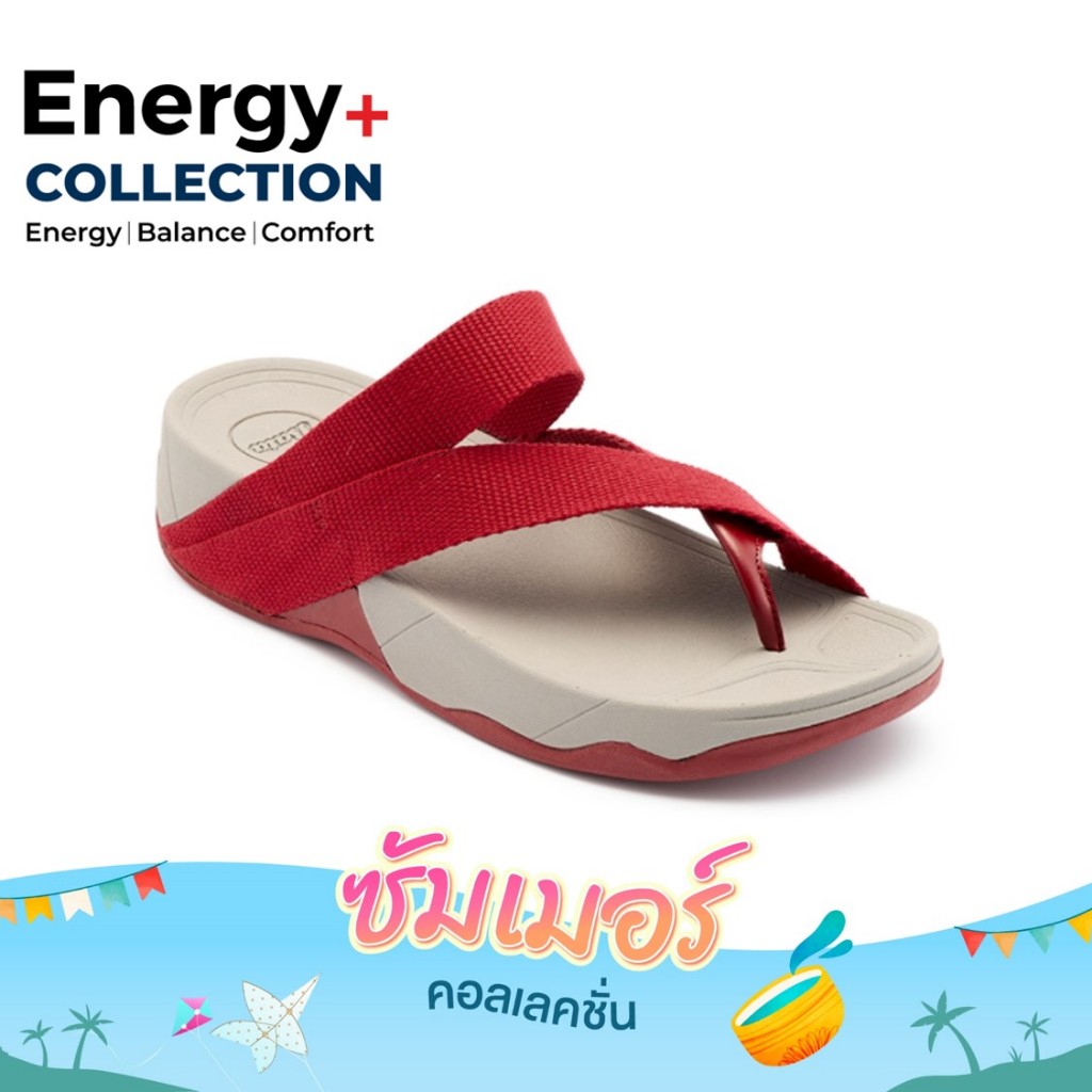 *Best Seller* Bata Energy+ รองเท้าเพื่อสุขภาพ แตะลำลอง ใส่สบายยอดฮิต สำหรับผู้หญิง สีเทาแดง รหัส 5795218