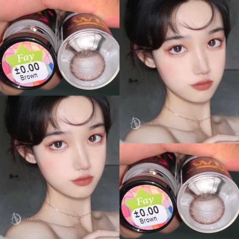 💓คอนแทคเลนส์💗ค่าสายตาปกติGray⭐Brown ลาย Fay เลนส์น้องใหม่ตาฉ่ำสะกดทุกสายตา (Wink)