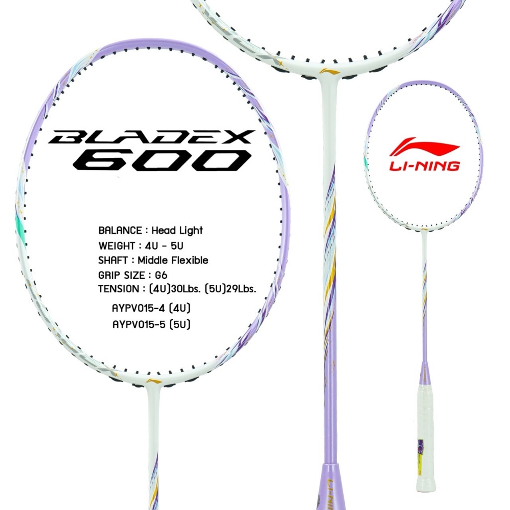 ไม้แบดมินตัน LI NING BADMINTON RACKET : BLADEX 600 (4U,5U)(PEARL WHT ZIRCOM)