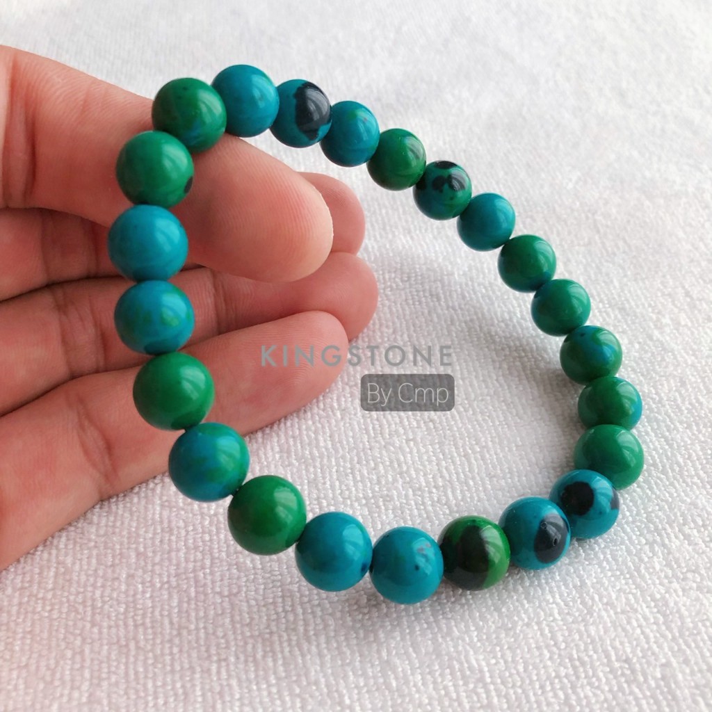 CHRYSOCOLLA คริสโซคอลลา ช่วยให้ความคิดด้านลบหมดไป อารมณ์แจ่มใสมากขึ้น ขนาด 8 10 มม.สร้อยข้อมือหินแท้