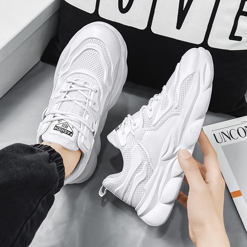 【Venous】2025 รองเท้าผู้ชายสีขาวแบบเป็นกันเอง รองเท้าผู้ชายน้ำหนักเบา รองเท้าผู้ชายแบบตัดต่ำ ยาง รองเท้าผู้ชายแบบสบายๆ