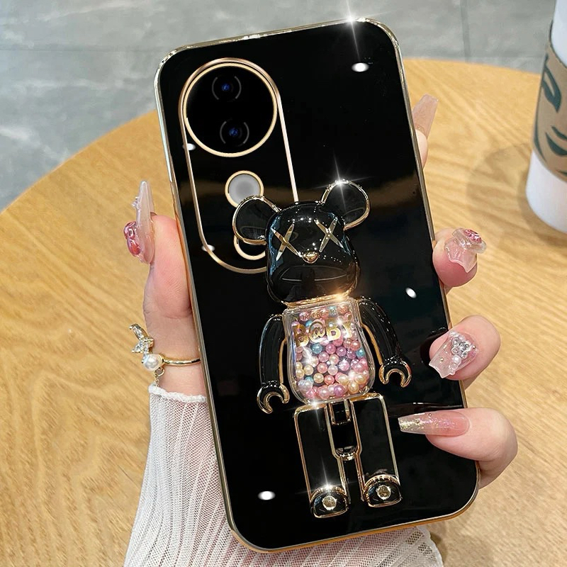 เคส สำหรับรุ่น Vivo V40 V40Pro น้องหมี ขาตั้งได้ ฝาหลัง แบบนิ่ม น่ารัก E7