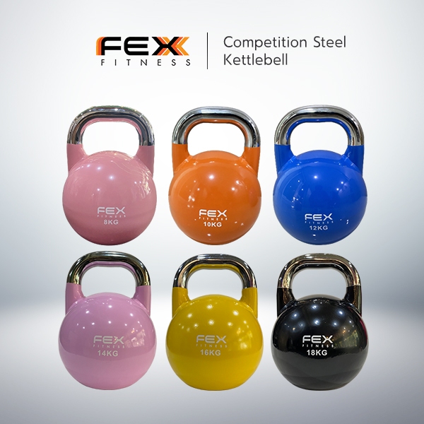 Kettlebell เคตเทิลเบล ลูกตุ้มยกน้ำหนัก Competition เกรดแข่งขัน 8-24kg (คละสี) - FEX fitness