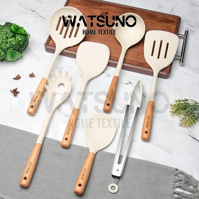 Watsuno.ตะหลิว ชุดเครื่องครัว ตะหลิวซิลิโคน ทัพพี ทนความร้อน ชุดครัว ขายแยกชิ้น ทัพพี ตะหลิว ชุดเครื่องครัวซิลิโคน