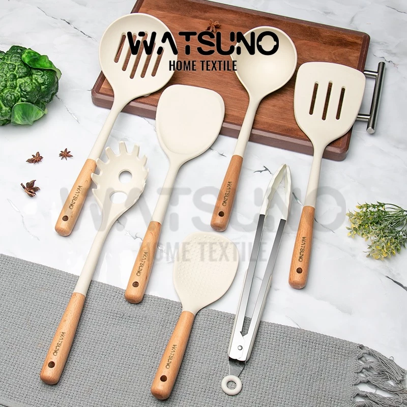 Watsuno.ตะหลิว ชุดเครื่องครัว ตะหลิวซิลิโคน ทัพพี ทนความร้อน ชุดครัว ขายแยกชิ้น ทัพพี ตะหลิว ชุดเครื่องครัวซิลิโคน