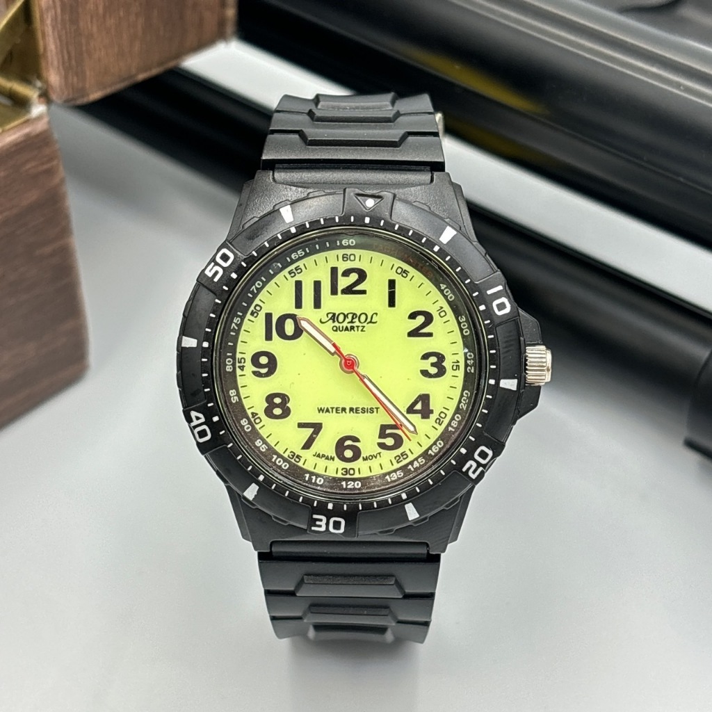 NEW!! AOPOL นาฬิกาผู้ชาย แฟชั่น แบรนด์แท้ กันน้ำได้ 100% สาย ยางเรซิน มีพรายน้ำ ขนาด 40 มม