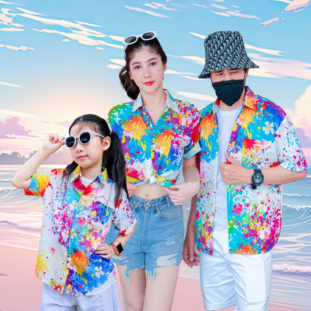 เสื้อฮาวายลายใหม่3127 สาดสีลายดอก ทรงวัยรุ่น หญิงชายใส่ได้ ผ้าโพลีพรีเมี่ยม ไซส์38-56นิ้ว งานปัายKTIERออกแบบเอง **1ตัว**