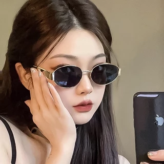 แว่นกันแดดทรงรีใหม่ แว่นกันแดดสไตล์ยุโรปและอเมริกา แว่นกันแดดสไตล์ย้อนยุคแบบโลหะ แว่นกันแดดสไตล์ยุโรปและอเมริกา