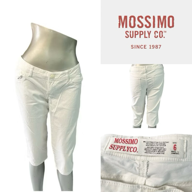 Mossimo ( SH78 ) กางเกงขาสามส่วนเอวต่ำ สีขาว เรียบๆ เเมทธ์ง่ายได้หลายลุค