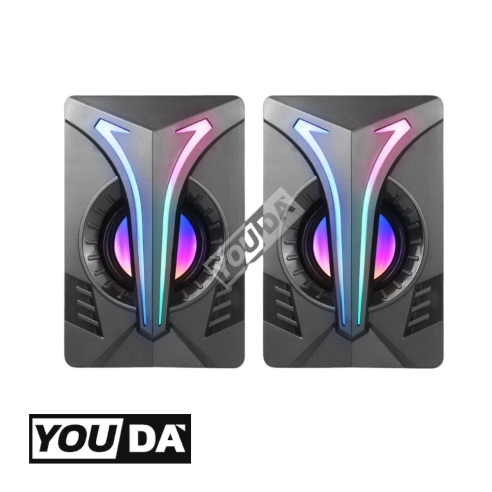 YOUDA ลำโพงคอมพิวเตอร์ 2.0 RGB LED มีไฟLED รับประกัน 1ปี พร้อมที่ปรับระดับเสียง ลำโพงUSB ชุดลำโพง2.0 ลำโพงคอมพิวเตอร์LED