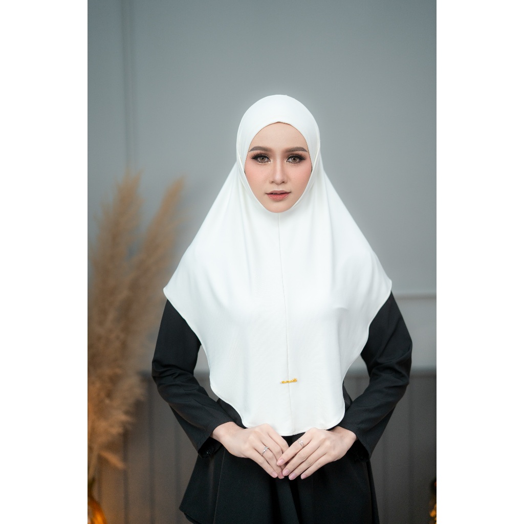 ผ้าคลุมฮิญาบ แบบสวมสำเร็จ ทรงหน้าสวย ใส่ง่ายสุด งานเนื้อผ้ายืดร่องเกรดดี  HM96วาริสมุสลิม