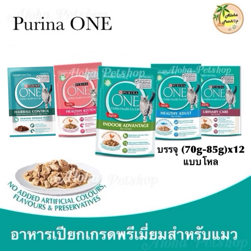 (แบบโหล)Purina ONE Premium Cat Pouch in Gravy❤️🐱เพียวรินาวัน อาหารแมวเปียกเกรดพรีเมี่ยมในเกรวี่ (70g-85g)*12