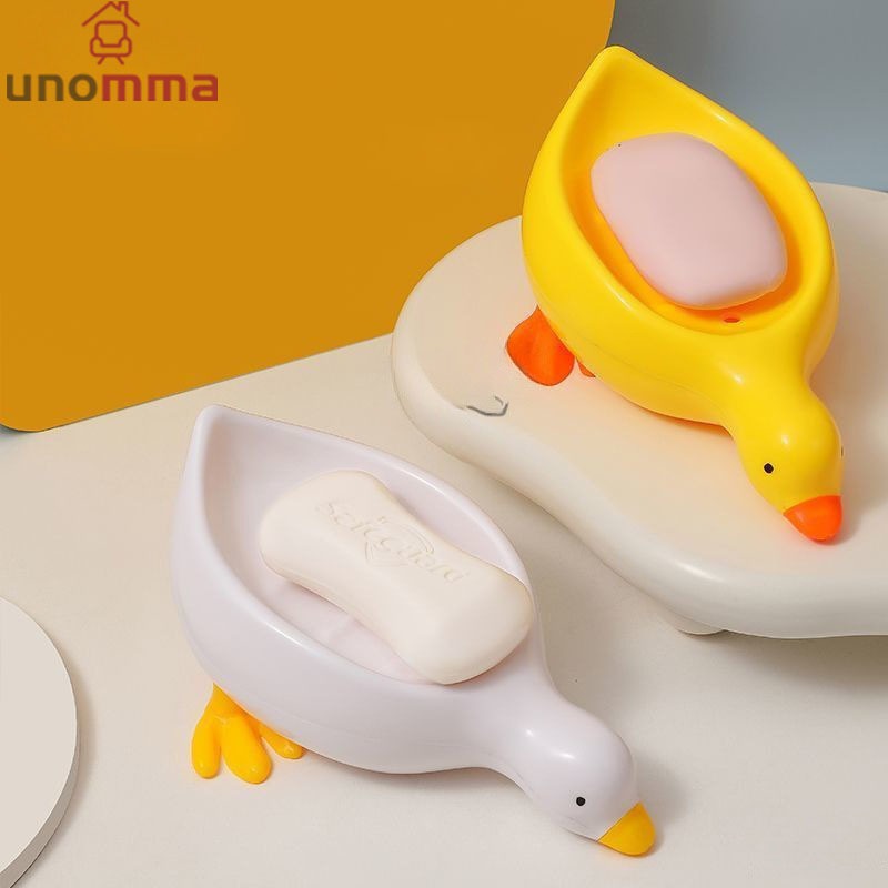 🎈กล่องใส่สบู่ รูปเป็ด สีเหลือง ระบายน้ําได้ สําหรับห้องน้ํา unomma