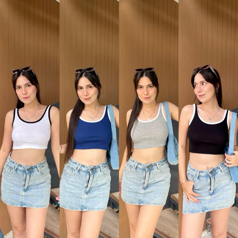 🤍Day-off Top🤍 เสื้อกล้ามครอปสีทูโทน น่ารักมากกก ลุคน่ารักสดใส แมชง่าย ลุคในวันสบายๆ