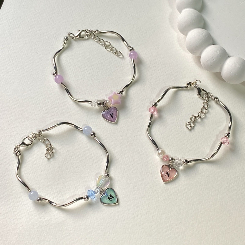 สร้อยลูกปัด🩵🩷💜 ( * เพิ่มตัวอักษรA-Zได้นะคะ ) ୨ৎ