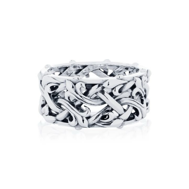 AKE AKE The Fierce-de-lis Braided 3.0 ring แหวนเงินแท้925 แกะมือลงดำขับลาย