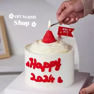 เทียนวันเกิด เที่ยนสตอเบอรี่ น่ารักมาก พร้อมส่ง