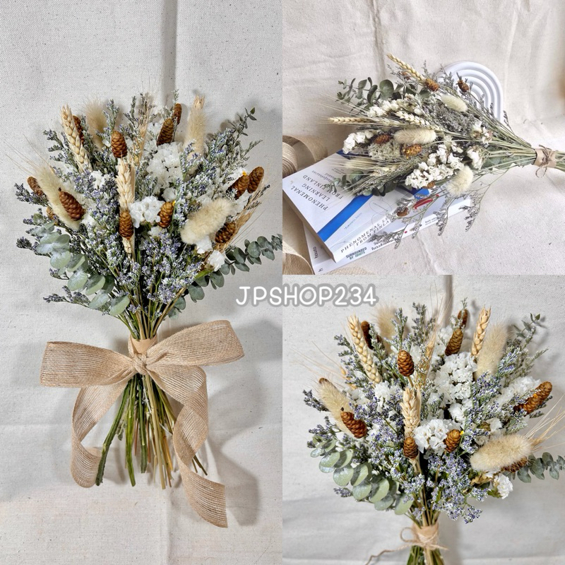 JPCraft🌻-ช่อดอกไม้เเห้ง ช่อรวมดอกไม้แห้ง6ชนิด สไตล์วินเทจ(F15)