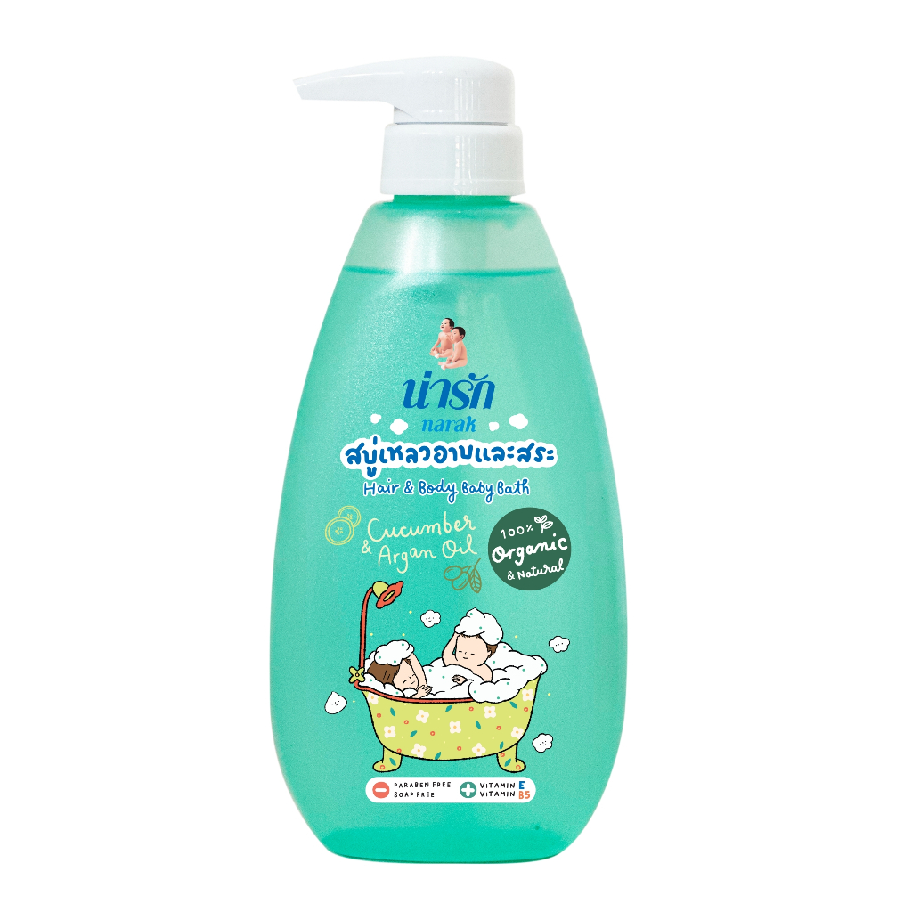 Narakสบู่เหลวอาบและสระออร์แกนิก คิวคัมเบอร์ & อาร์แกนออยล์ 380 มล.