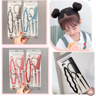 ที่ทำผมเด็ก4ชิ้น แกนม้วนดังโงะ ที่มัดผม ทำผมมวย อุปกรณ์ทำผมเด็ก ถักผม เปียผม