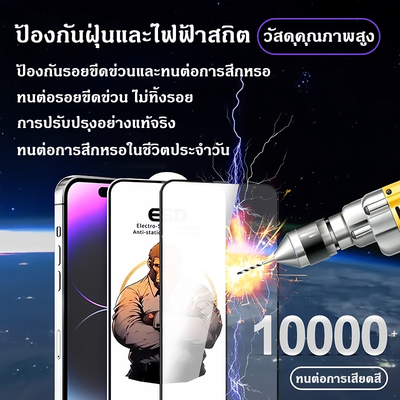 ฟิล์มกระจกนิรภัยป้องกันการระเบิด iPhone ESDฟิล์มนิรภัย 11 15 14 12 Pro Max 13/11 pro max XS/Max/XR/XS กระจกกันรอยแบบเต็ม