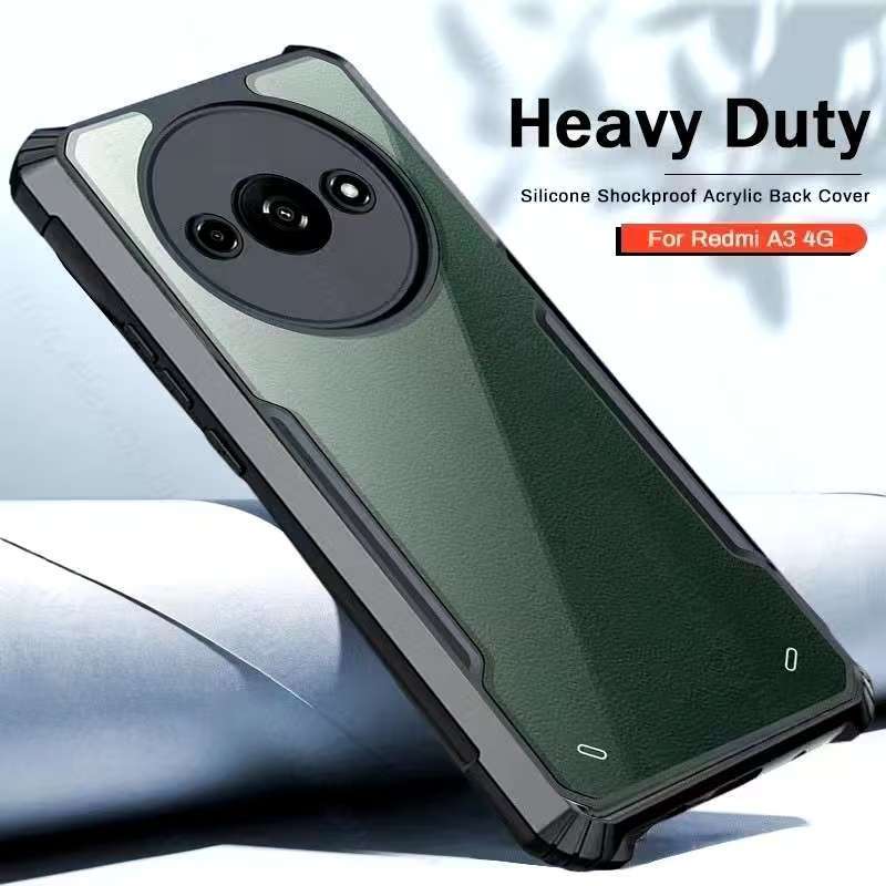 เคสหลังใสแข็ง HHL ขอบสีดำ สำหรับ Xiaomi Redmi A3 2024 เคสใสกันกระแทก