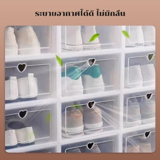 กล่องใส่รองเท้า กล่องเก็บของ เปิดฝาด้านหน้า กล่องรองเท้า หลากสีขนาดใหญ่ พับเก็บได้ ชั้นวางรองเท้า พลาสติกแข็ง มี 2 ขนาด