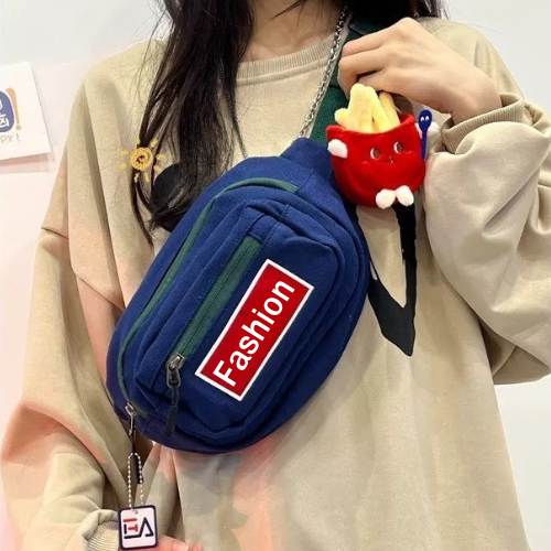 Fashion กระเป๋าคาดอก คาดเอว มี 2 ช่อง ลาย Fashion จุของได้เยอะ พร้อมส่งในไทย B-018