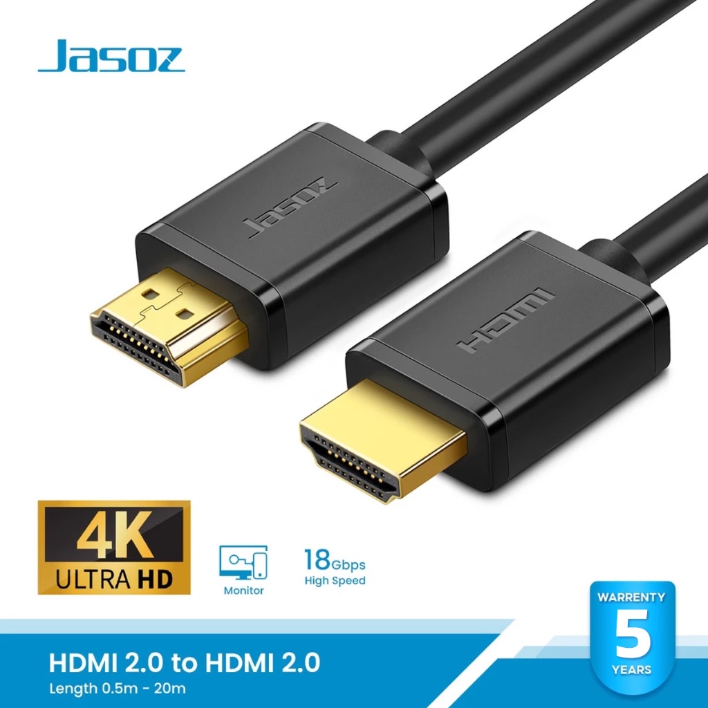 ⚡ส่งจาก กทม⚡Jasoz สาย HDMI แท้ 4K Cable 0.5m-10m ความละเอียดสูง 18Gbps