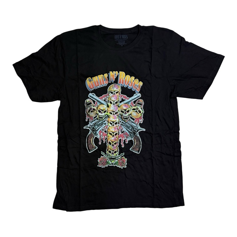 เสื้อวงดนตรี GUNS N ROSES T-SHIRT ลาย SKULL CROSS 80S (BLACK) ลิขสิทธิ์ของแท้ UK