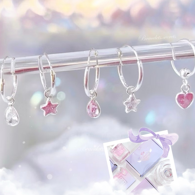 [ เงินแท้ทั้งตัวเรือน ] ลด80฿ โค้ดหน้าร้าน ต่างหูเงินแท้ ไม่ลอกดำแพ้ง่ายใส่ได้ หัวใจ ดาว ชมพู เพชร ตุ้งติ้ง mottaa