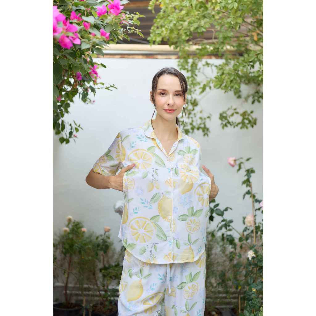 Supersoft Rayon Lemon Loungewear - ชุดให้นมผ้าเรยอนลายเลม่อน